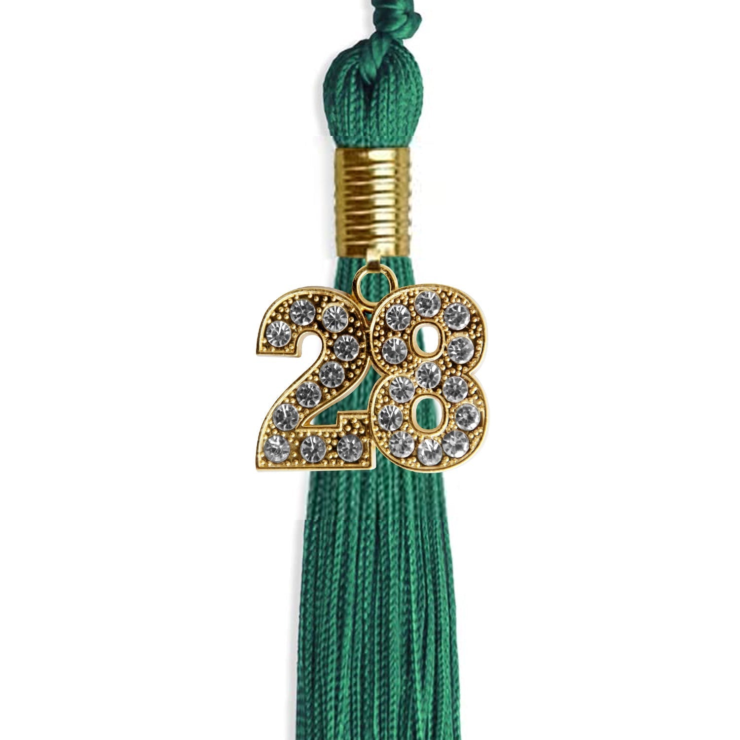 Emerald Green Graduation Tassel with Gold Bling Charm by Wholesale Grad Supply