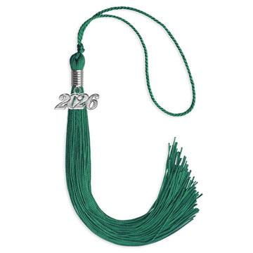 Emerald Green Graduation Tassel with Silver Bling Charm by Wholesale Grad Supply