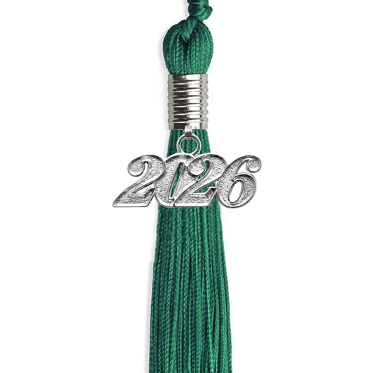 Emerald Green Graduation Tassel with Silver Bling Charm by Wholesale Grad Supply