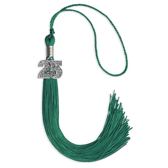 Emerald Green Graduation Tassel with Silver Bling Charm by Wholesale Grad Supply