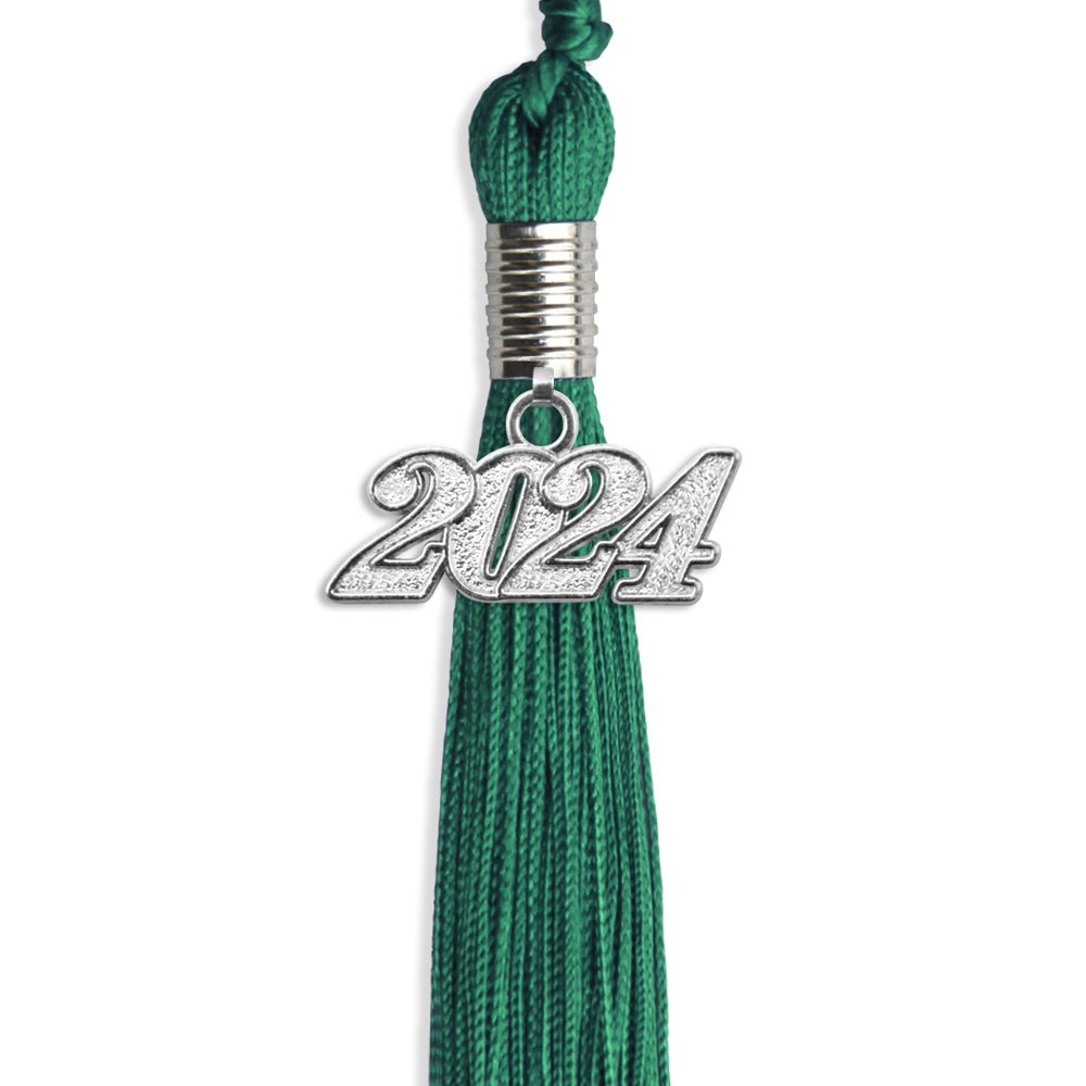 Emerald Green Graduation Tassel with Silver Bling Charm by Wholesale Grad Supply