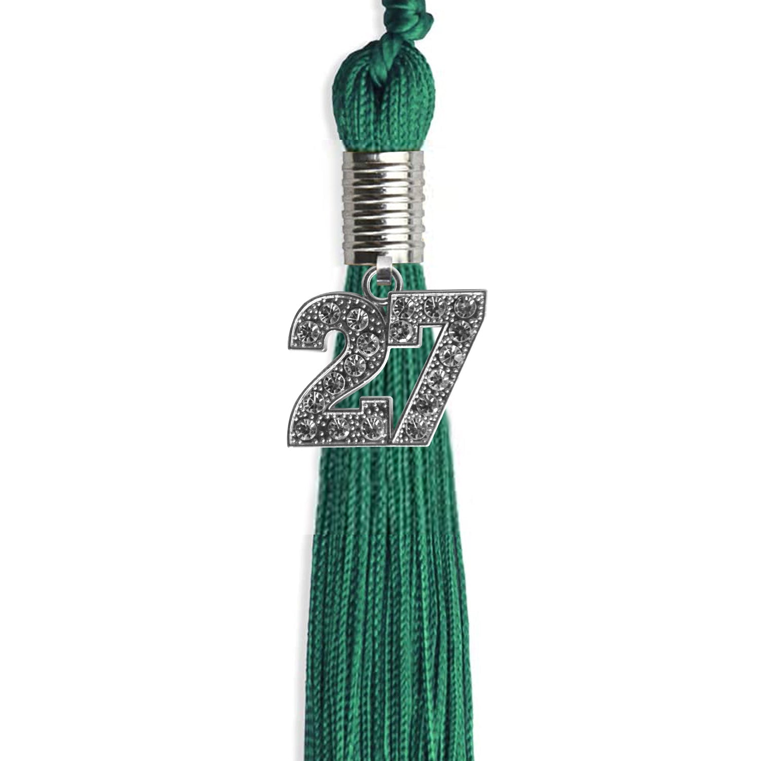 Emerald Green Graduation Tassel with Silver Bling Charm by Wholesale Grad Supply