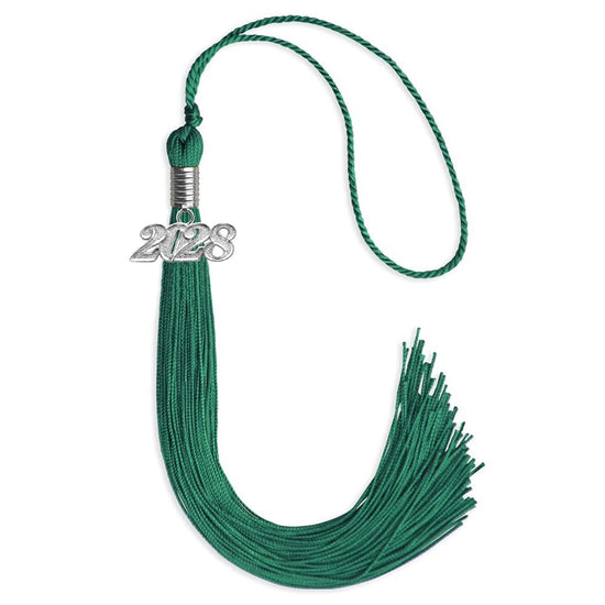 Emerald Green Graduation Tassel with Silver Bling Charm by Wholesale Grad Supply