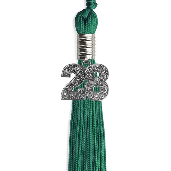 Emerald Green Graduation Tassel with Silver Bling Charm by Wholesale Grad Supply
