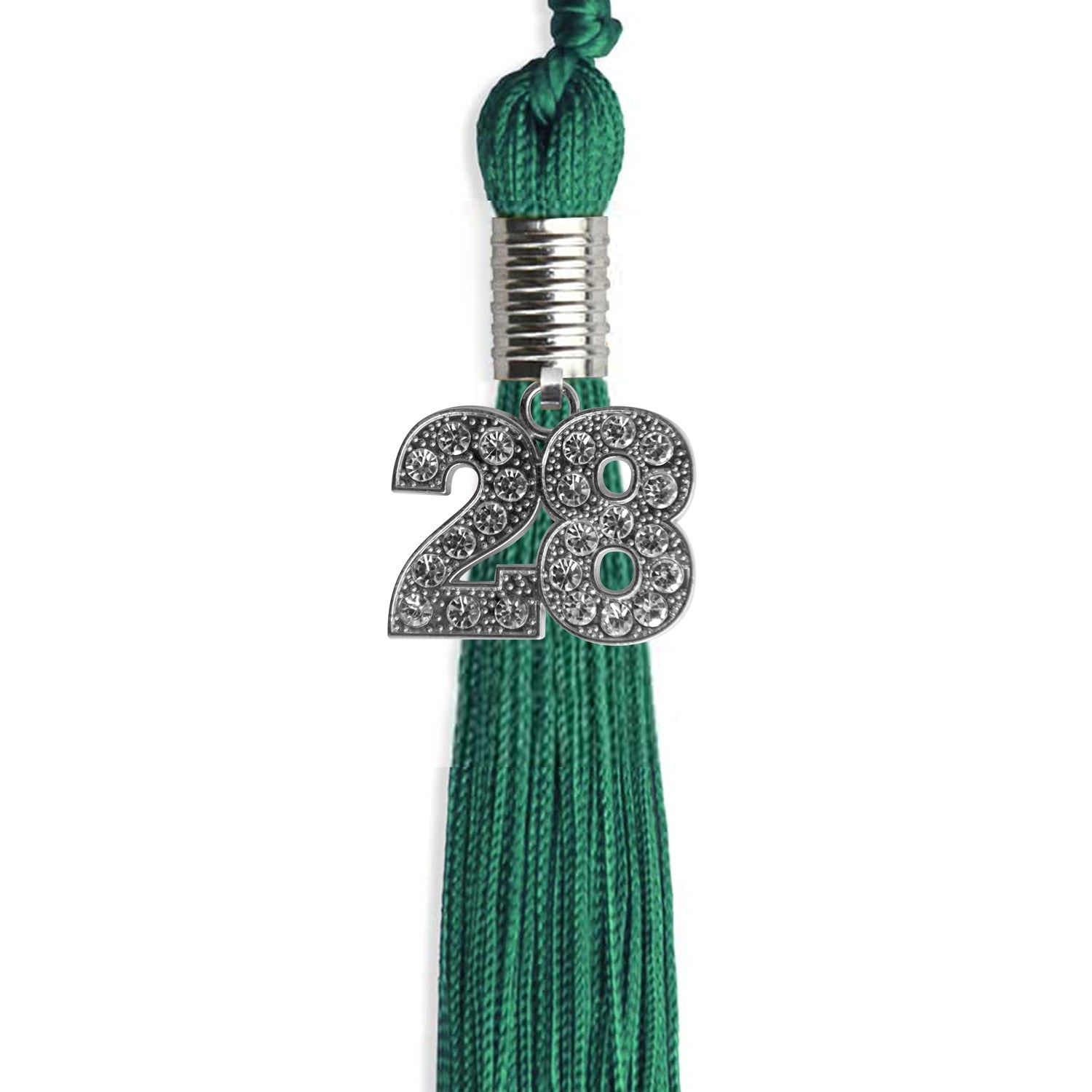 Emerald Green Graduation Tassel with Silver Bling Charm by Wholesale Grad Supply