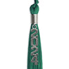 Emerald Green Graduation Tassel with Silver Stacked Date Drop by Wholesale Grad Supply