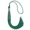 Emerald Green Graduation Tassel with Silver Stacked Date Drop by Wholesale Grad Supply