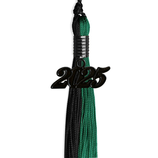 Emerald Green/Black Graduation Tassel with Black Bling Charm by Wholesale Grad Supply