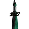 Emerald Green/Black Graduation Tassel with Black Bling Charm by Wholesale Grad Supply