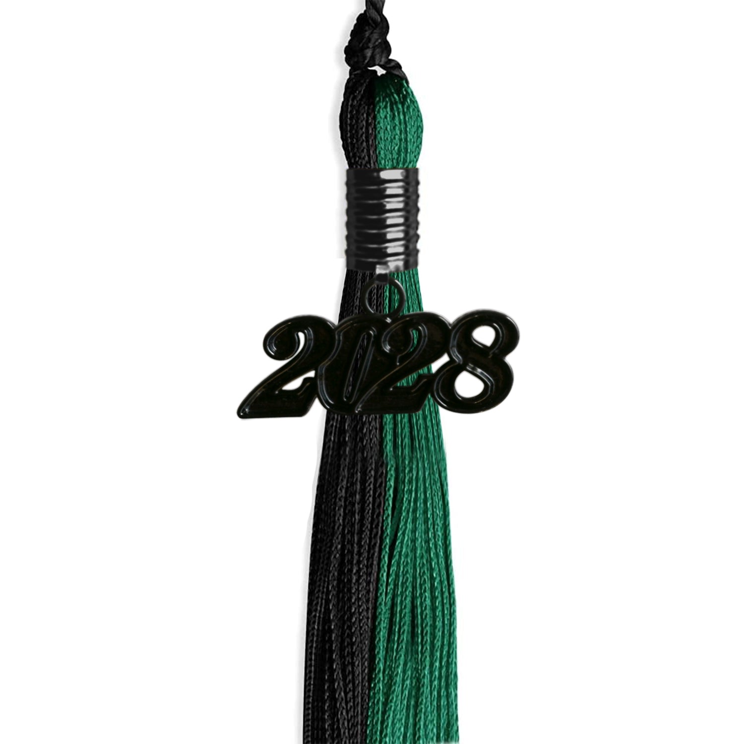 Emerald Green/Black Graduation Tassel with Black Bling Charm by Wholesale Grad Supply