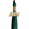 Emerald Green/Black Graduation Tassel with Gold Bling Charm by Wholesale Grad Supply