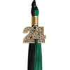 Emerald Green/Black Graduation Tassel with Gold Bling Charm by Wholesale Grad Supply