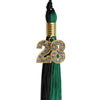 Emerald Green/Black Graduation Tassel with Gold Bling Charm by Wholesale Grad Supply