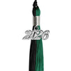 Emerald Green/Black Graduation Tassel with Silver Bling Charm by Wholesale Grad Supply
