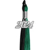 Emerald Green/Black Graduation Tassel with Silver Bling Charm by Wholesale Grad Supply