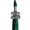 Emerald Green/Black Graduation Tassel with Silver Bling Charm by Wholesale Grad Supply