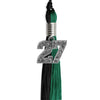 Emerald Green/Black Graduation Tassel with Silver Bling Charm by Wholesale Grad Supply