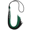 Emerald Green/Black Graduation Tassel with Silver Stacked Date Drop by Wholesale Grad Supply
