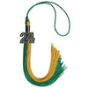 Emerald Green/Bright Gold Graduation Tassel with Black Bling Charm by Wholesale Grad Supply