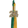 Emerald Green/Bright Gold Graduation Tassel with Gold Bling Charm by Wholesale Grad Supply