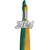 Emerald Green/Bright Gold Graduation Tassel with Silver Bling Charm by Wholesale Grad Supply