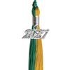 Emerald Green/Bright Gold Graduation Tassel with Silver Bling Charm by Wholesale Grad Supply