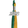 Emerald Green/Bright Gold Graduation Tassel with Silver Bling Charm by Wholesale Grad Supply
