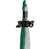 Emerald Green/Grey Graduation Tassel with Black Bling Charm by Wholesale Grad Supply