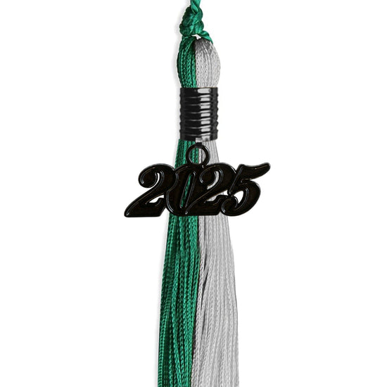 Emerald Green/Grey Graduation Tassel with Black Bling Charm by Wholesale Grad Supply