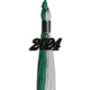 Emerald Green/Grey Graduation Tassel with Black Bling Charm by Wholesale Grad Supply
