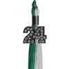 Emerald Green/Grey Graduation Tassel with Black Bling Charm by Wholesale Grad Supply