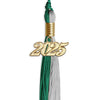 Emerald Green/Grey Graduation Tassel with Gold Bling Charm by Wholesale Grad Supply