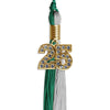 Emerald Green/Grey Graduation Tassel with Gold Bling Charm by Wholesale Grad Supply