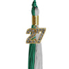 Emerald Green/Grey Graduation Tassel with Gold Bling Charm by Wholesale Grad Supply