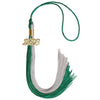Emerald Green/Grey Graduation Tassel with Gold Bling Charm by Wholesale Grad Supply