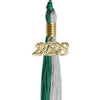 Emerald Green/Grey Graduation Tassel with Gold Bling Charm by Wholesale Grad Supply