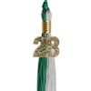 Emerald Green/Grey Graduation Tassel with Gold Bling Charm by Wholesale Grad Supply