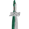 Emerald Green/Grey Graduation Tassel with Silver Bling Charm by Wholesale Grad Supply