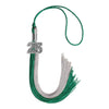 Emerald Green/Grey Graduation Tassel with Silver Bling Charm by Wholesale Grad Supply