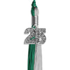 Emerald Green/Grey Graduation Tassel with Silver Bling Charm by Wholesale Grad Supply