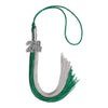 Emerald Green/Grey Graduation Tassel with Silver Bling Charm by Wholesale Grad Supply