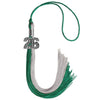 Emerald Green/Grey Graduation Tassel with Silver Bling Charm by Wholesale Grad Supply