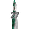 Emerald Green/Grey Graduation Tassel with Silver Bling Charm by Wholesale Grad Supply