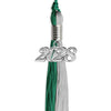 Emerald Green/Grey Graduation Tassel with Silver Bling Charm by Wholesale Grad Supply