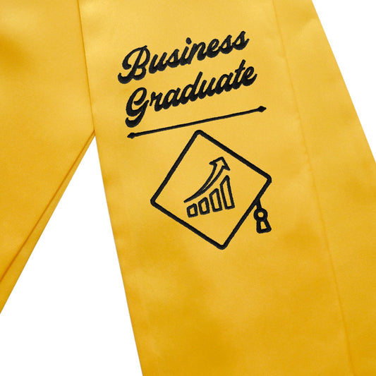 Gold Business Graduate Stole/Sash with Classic Tips by Wholesale Grad Supply