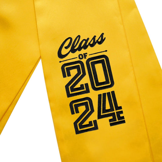 Gold Class of 2024 Graduation Stole/Sash with Classic Tips by Wholesale Grad Supply