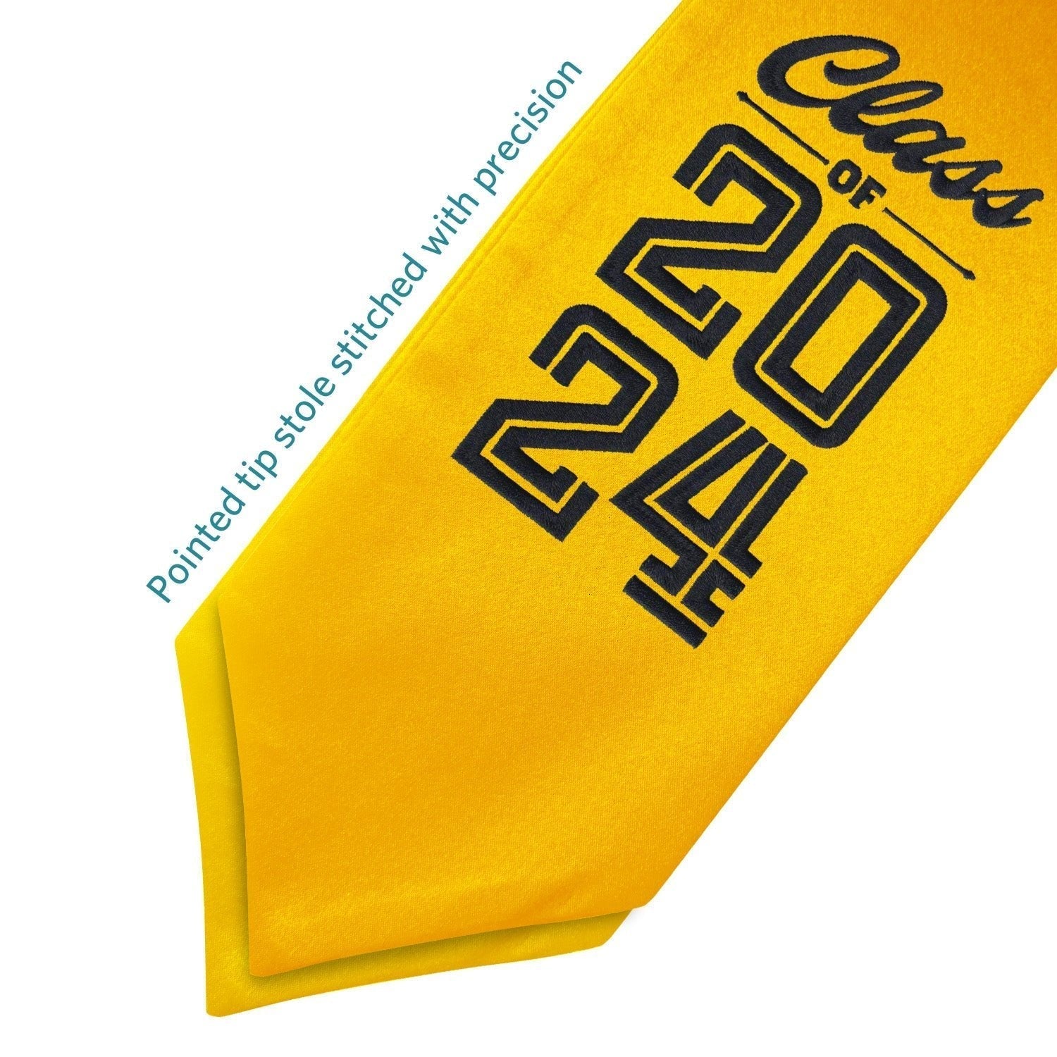 Gold Class of 2024 Graduation Stole/Sash with Classic Tips by Wholesale Grad Supply