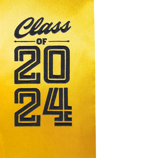 Gold Class of 2024 Graduation Stole/Sash with Classic Tips by Wholesale Grad Supply