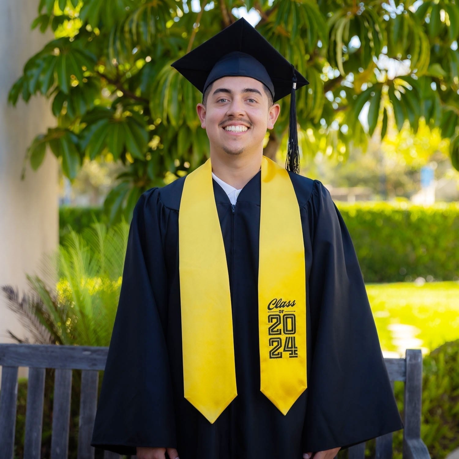 Gold Class of 2024 Graduation Stole/Sash with Classic Tips by Wholesale Grad Supply
