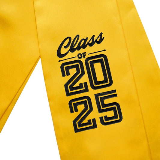 Gold Class of 2025 Graduation Stole/Sash with Classic Tips by Wholesale Grad Supply
